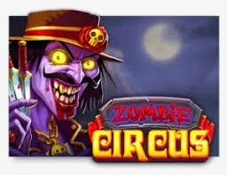 Zombie Circus dalam Mega888 Download APK memaparkan mesin slot bertema seram dengan visual badut dan zombi berwarna-warni.